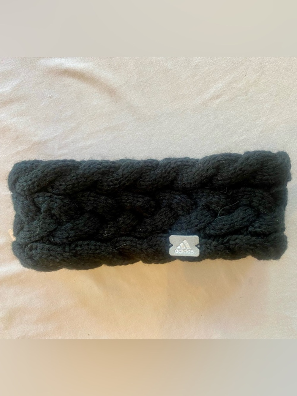 adidas Black Knit Headband with‎ Logo Patch